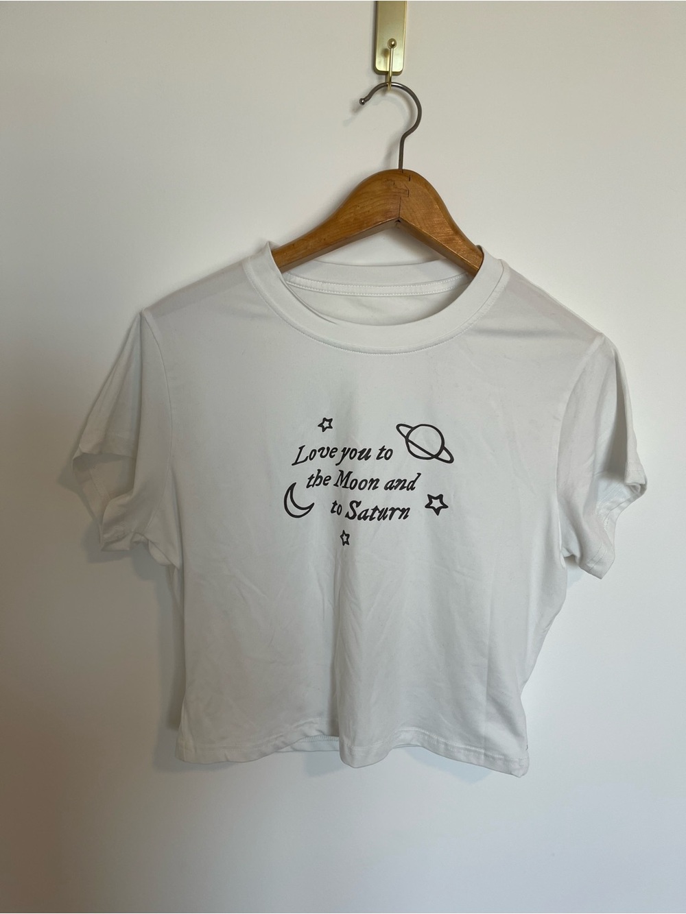 Taylor Swift folklore White crop top  "Love you to the Moon and to Saturn"